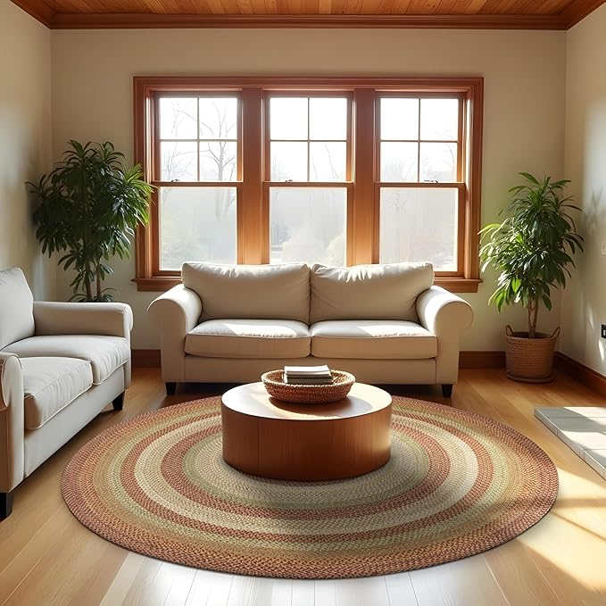 Harvest Multicolor Round Braided Rug, Dining Room, Everywhere by Homespice