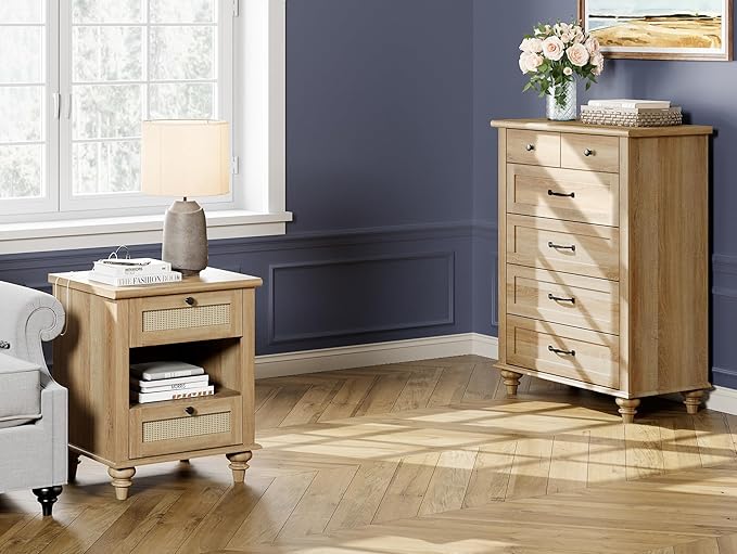 WAMPAT Rattan Nightstand Side Table - Image 8