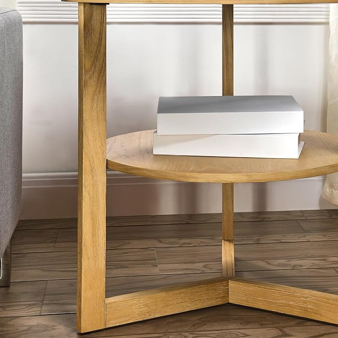 MODERION Large Round End Table, Rustic Beside Table - Image 6