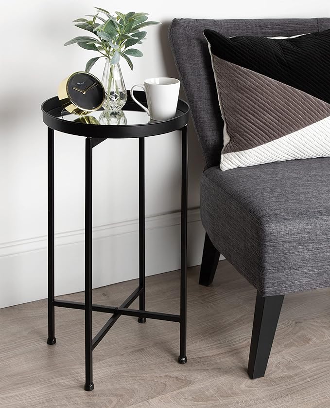 Kate and Laurel Celia Round Metal Foldable Accent Table - Image 2