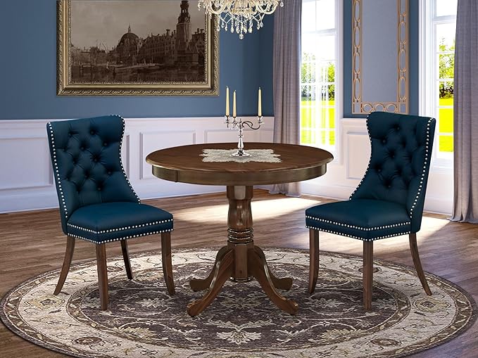 East West Furniture ANDA3-AWA-29 3 Piece Kitchen Table & Chairs Set Includes a - Image 2