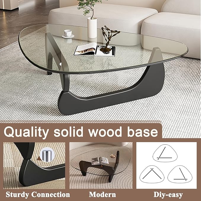 Modern Glass Coffee Table for Living Room, Mid Century Small Coffee Tables - Image 4