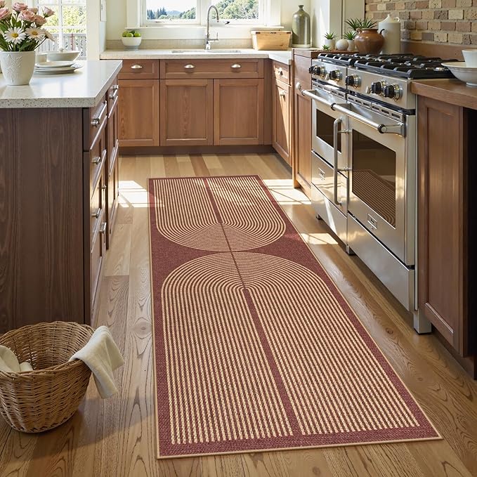 Lahome Modern Rainbow Easy Jute 2x6 Runner Rug, Farmhouse Stain Resistant Non - Image 2