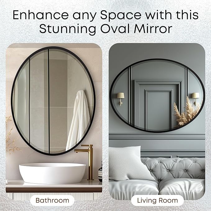 OVALCREST - Oval Wooden Beveled Wall Mirror - Image 7