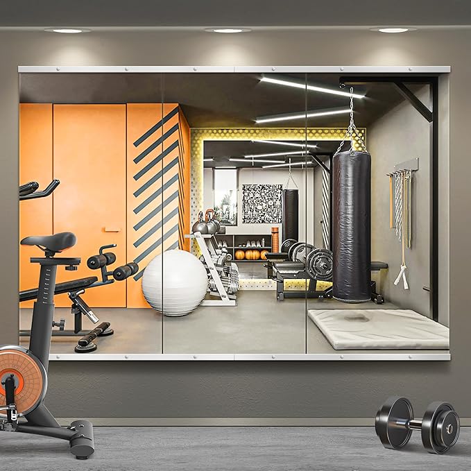 Home Gym Mirror for Wall, Glass Frameless Body Large Mirror for Home Gym by TRAHOME