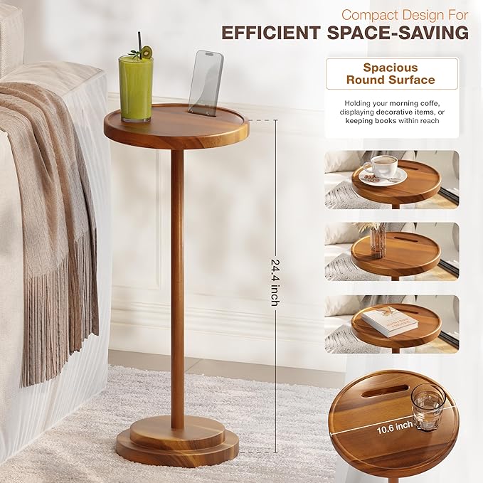 Drink Table, 24.4" Tall Compact Side Table - Image 3