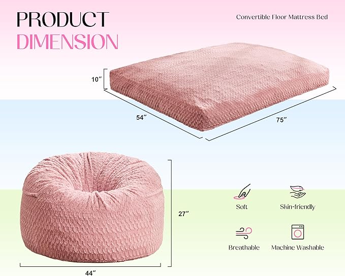Hobestluk Bean Bag Chair Convertible Beanbag Chairs - Image 2
