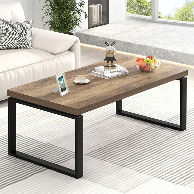 EXCEFUR Coffee Table, Modern Wood and Metal Living Room Table, Industrial by EXCEFUR