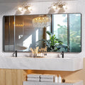 Hasipu Black Bathroom Mirror for Wall, 72 x 32 Inch Metal Framed Bathroom by Whatssuitableisthebest