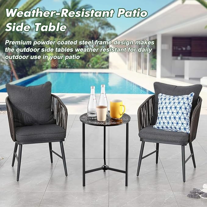 1 Packs 13" Metal Outdoor Side Tables Small Black Outside End Table - Image 5