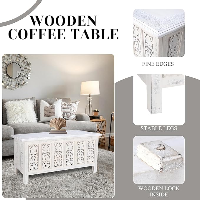 Rectangular Wooden Coffee Table, Modern Wooden Coffee Table, Center Tables - Image 4
