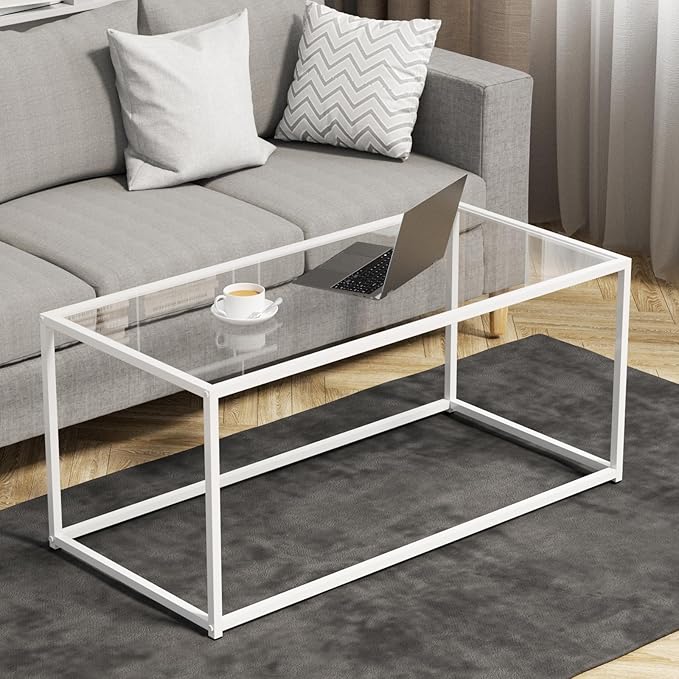 Coffee Table Glass Center Table, Modern Minimalist Coffee Table by Easy+Paws