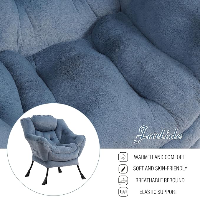 Lazy Chair with Ottoman, Modern Chair with Folding Footrest, Lounge Accent Chair - Image 8