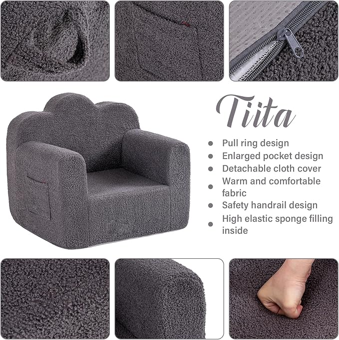 Tiita Kids Couch Plush Toddler Chair, Cloud-Like Glow in The Dark Kids Sofa - Image 4