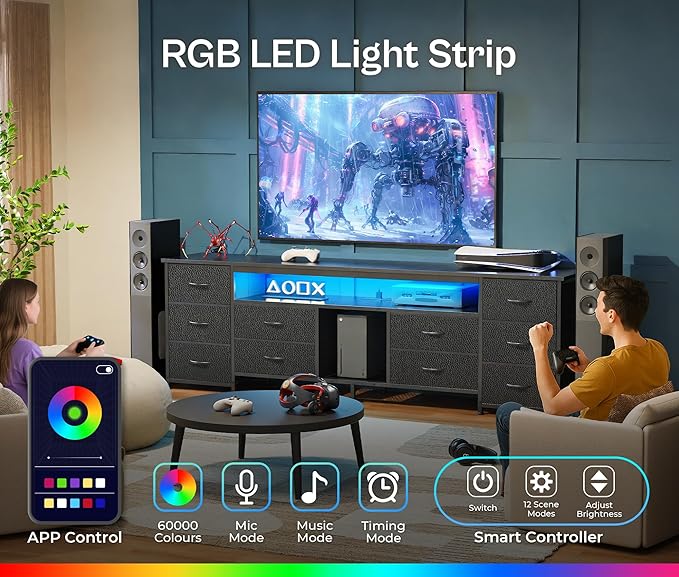 Huuger 70.9 Inch LED TV Stand Dresser - Image 4