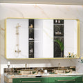 TokeShimi Bathroom Vanity Mirror 48 x 24 Inch Gold Metal Frame Round Corner by RefinedBathroomAccessories