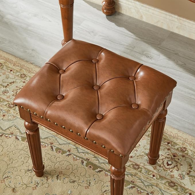 Vanity Bench Stool with Microfiber Leather Cushion, Vanity Chair Ottoman - Image 5