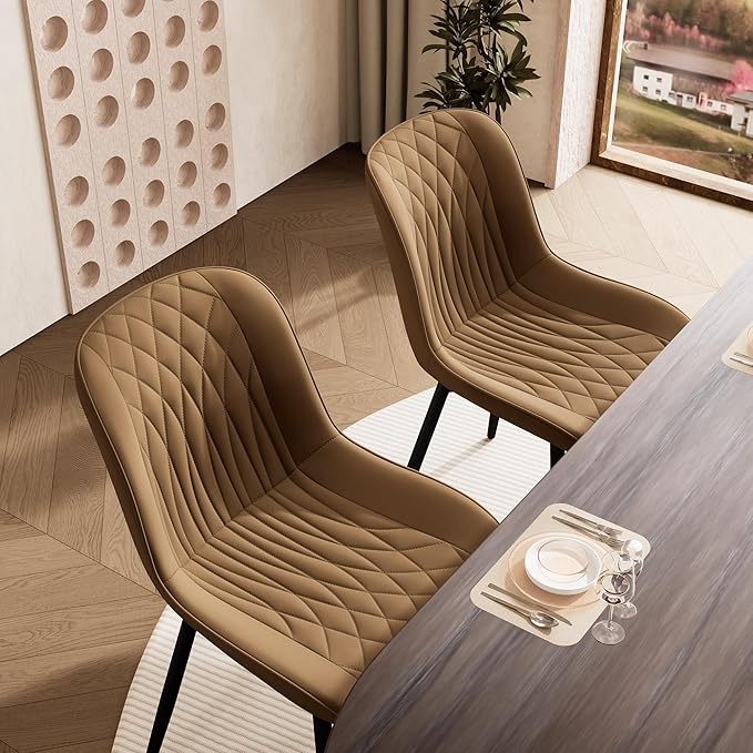 YOUNIKE Tan Dining Chairs Set of 2 - Image 6