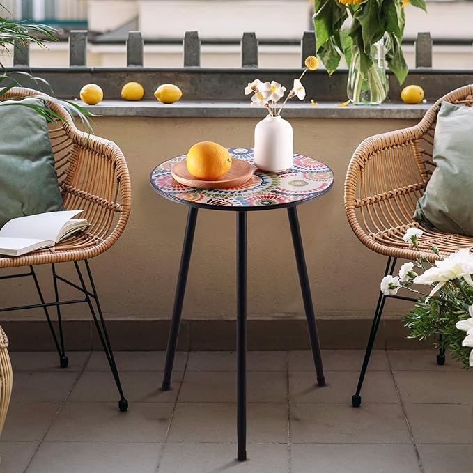 1 Pack Metal Mosaic Round Side Table 13.4" Small End Corner Tables - Image 5