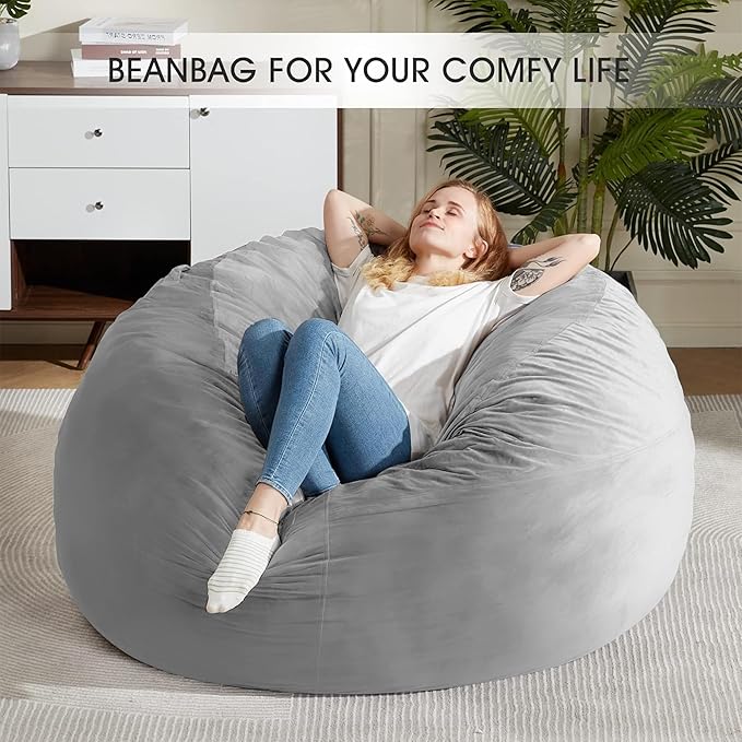HABUTWAY Bean Bag Chair: Giant 5' Memory Foam Furniture Bean Bag Chairs - Image 6