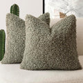 Foindtower 2 Pieces 20x20 Inch Sage Green, Faux Fur Throw Pillow Cover Accent by Foindtower