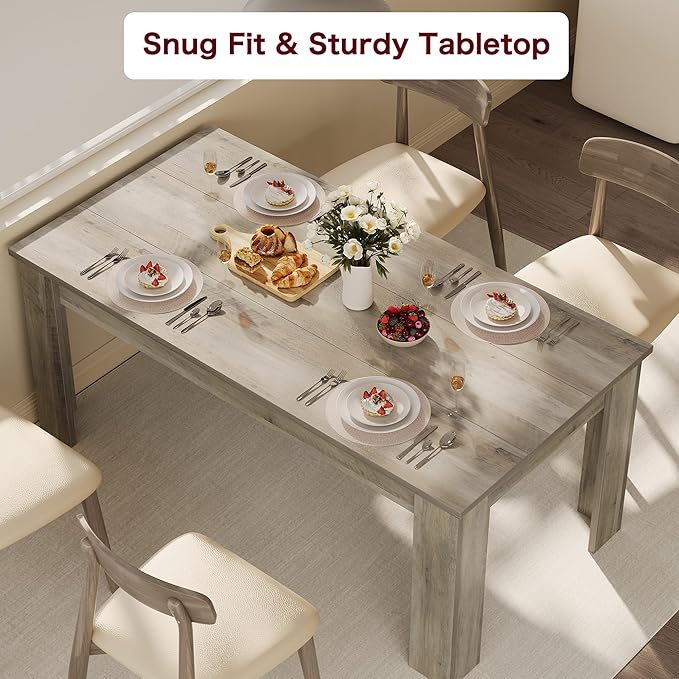 CABIHOME Dining Table for 4-6, Farmhouse Large Kitchen Dining Table, - Image 3
