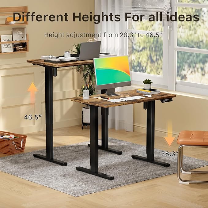 JOY worker Small Electric Standing Desk, Rustic Brown - Image 4