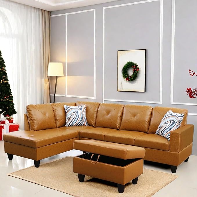 L Shaped Sectional Couch with Otttoman, Apartments by FONTOI