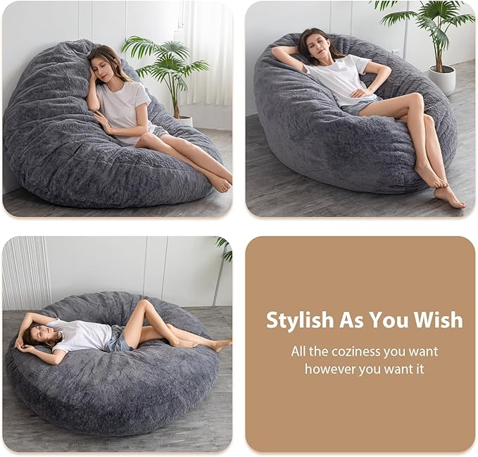 BYBYME 3 in 1 Bean Bag Chair, Convertible Chair Folds from Bean Bag to Lounger - Image 4