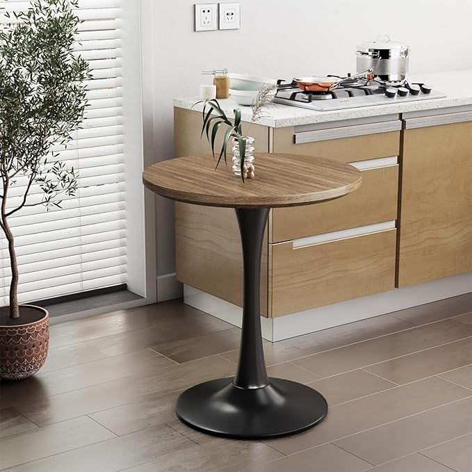 24 inch Small Tulip Table for 2 Person, Walnut Round Dining Table for Kitchen - Image 3