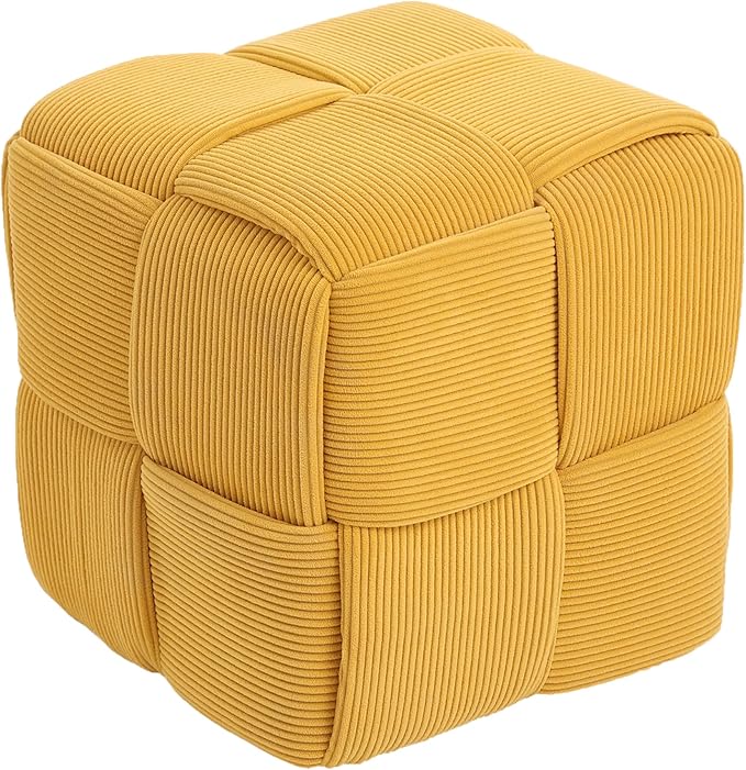 Ottoman Foot Rest Soft and Comfortable Ottoman Square Corduroy Woven Design by Cmishe