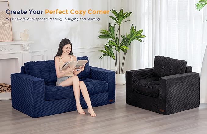 MAXYOYO Bean Bag Chair for Adults, Upholstered Floor Sofa - Image 3