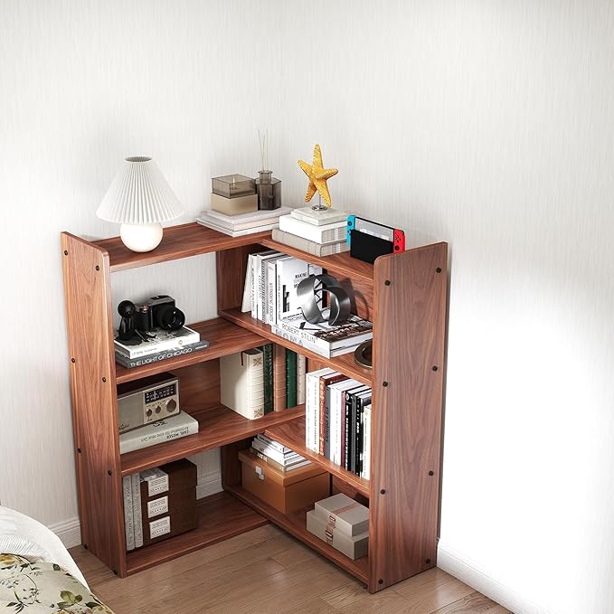 Open Shelf Low Bookcase, Wooden 4-Tier Floor Standing Expandable 25-47 inch - Image 4
