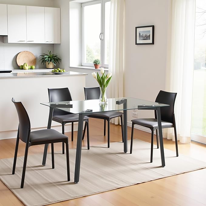 Dining Table for 6 Kitchen Table 51" Rectangular Modern Glass Dining Table - Image 4