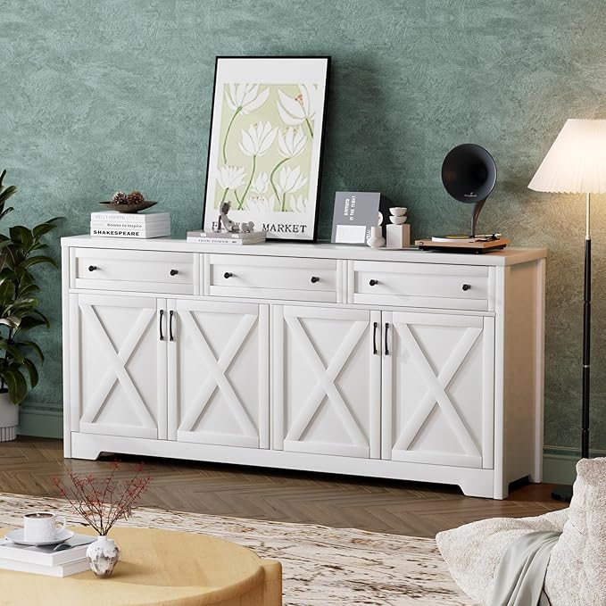 66'' Farmhouse Sideboard Buffet Cabinet by Lyromix