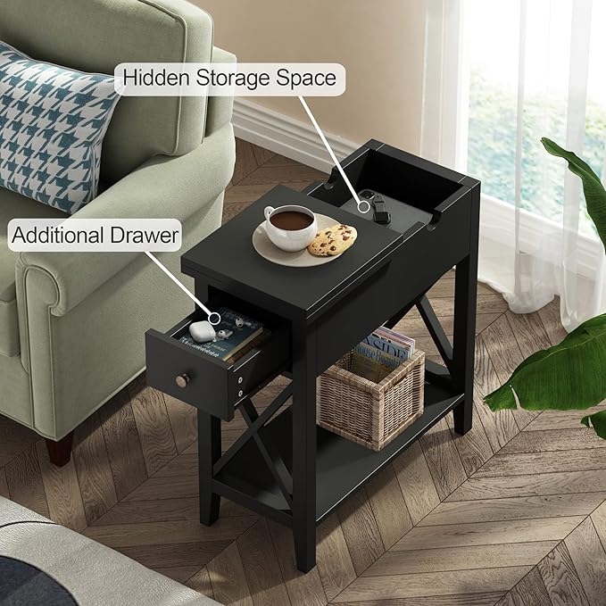 ChooChoo End Table, MDF Material Flip Top Narrow End Table - Image 4