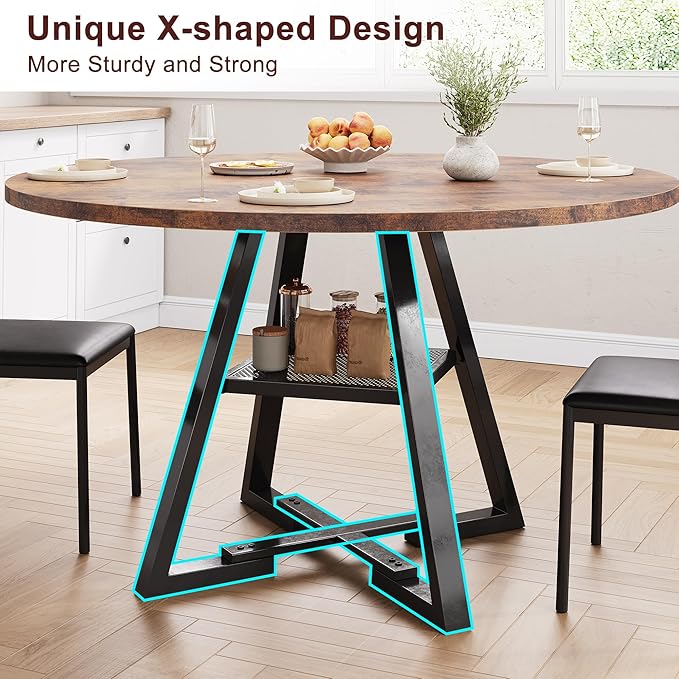 Round Dining Table Set for 4, Kitchen Table and Chairs for 4, Circle Table - Image 6