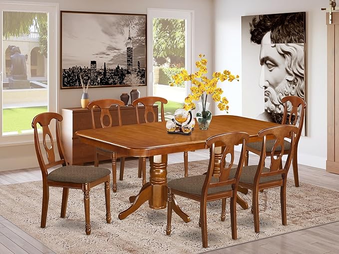 East West Furniture NANA7-SBR-C 7 Piece Dining Room Furniture Set Consist of a - Image 2