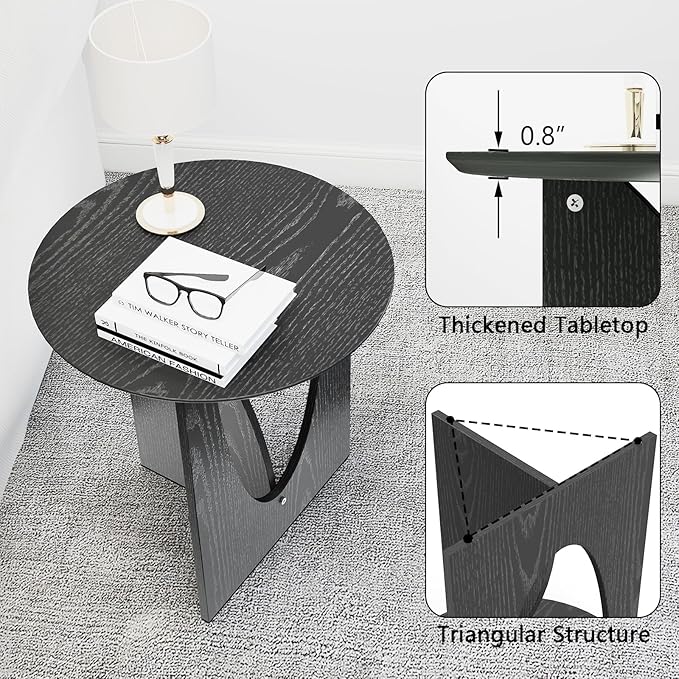 Round Black Side Table, Unique End Table and Small Coffee Table - Image 6