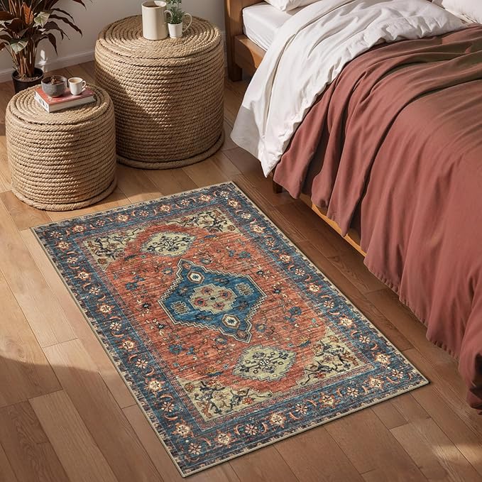 Tangsoo Washable Entryway Rugs 2x3 Vintage Non Slip Small Area Rug, Indoor - Image 8
