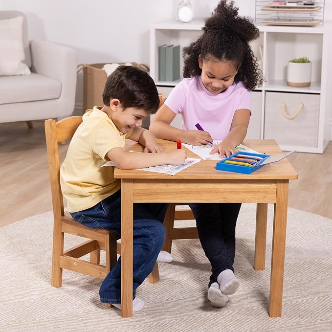 Melissa & Doug Solid Wood Table and 2 Chairs Set - Image 2
