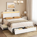 Queen Bed Frame with 4 Storage Drawers Bed Frame Queen Size with Headboard LED by HAUSOURCE