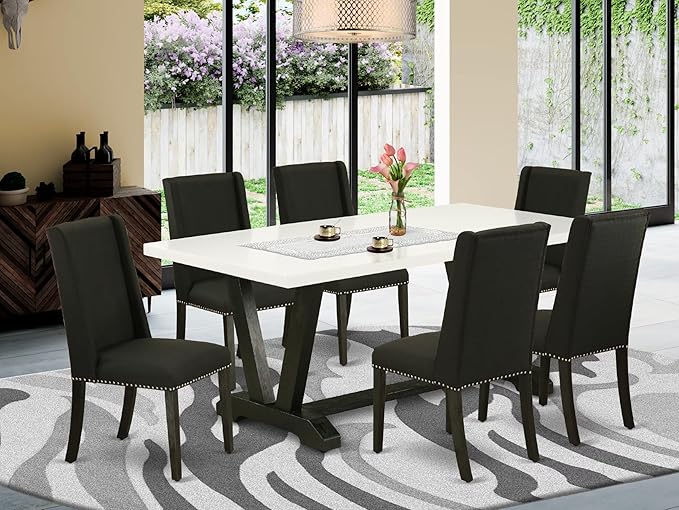 East West Furniture V627FL624-7 7 Piece Modern Dining Table Set Consist of a - Image 2