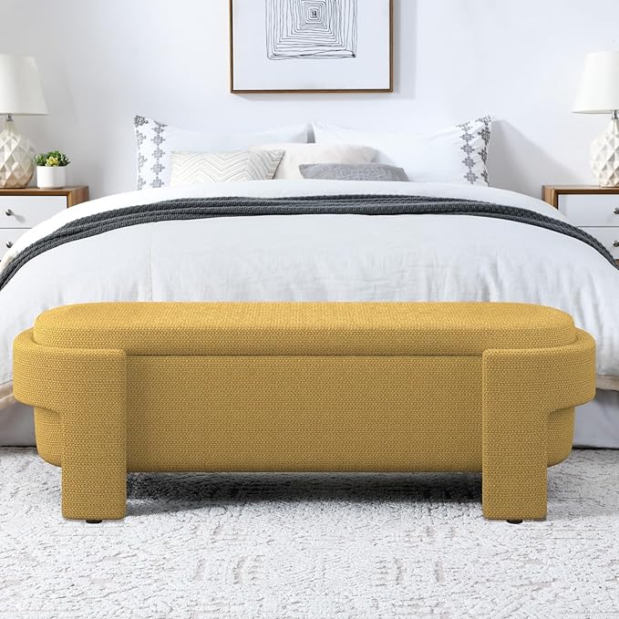 KEIKI 51" Linen Ottoman Bench - Image 6