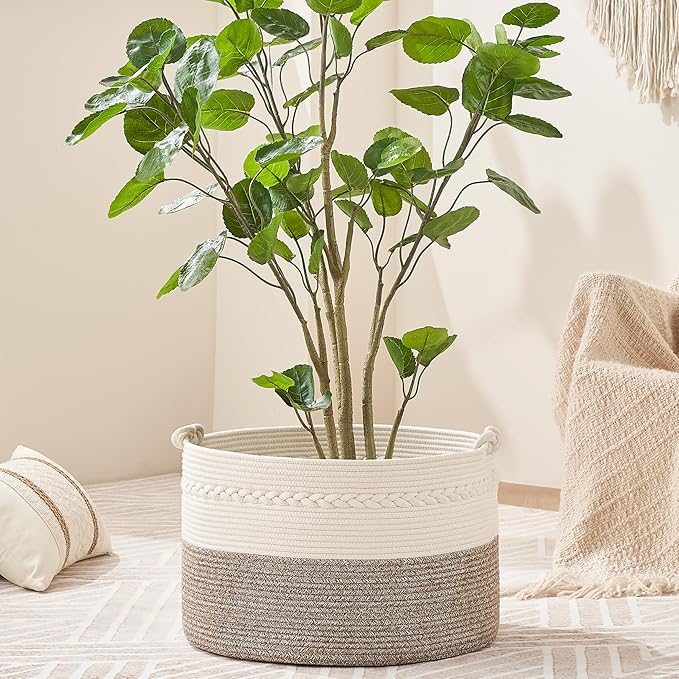 KAKAMAY Large Blanket Basket, Woven Baskets - Image 6