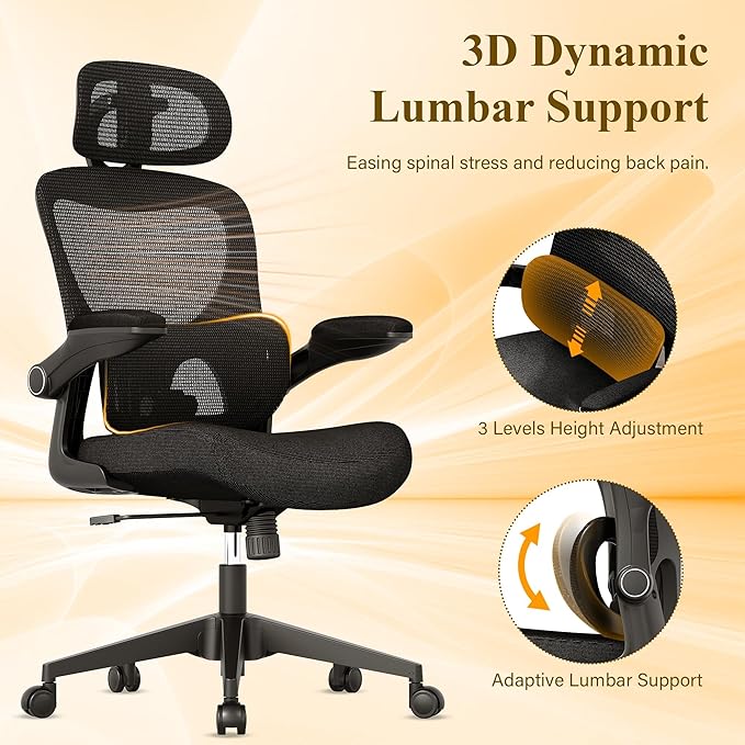 SUNNOW Ergonomic Office Chair, Comfy Mesh Desk Chair, High Back Computer Gaming - Image 5
