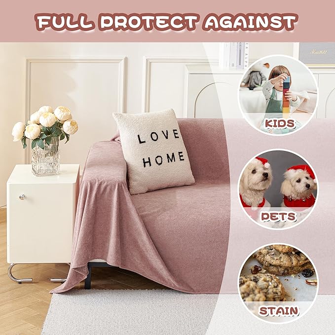 MYSKY HOME Pink Sofa Cover Couch Covers - Image 3