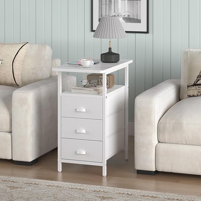 End Table with Charging Station, Side Tables Livingroom with USB Ports and - Image 2