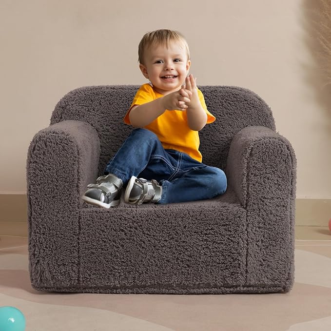 Kids Snuggly-Soft Sherpa Chair, Cuddly Toddler Foam Chair - Image 6