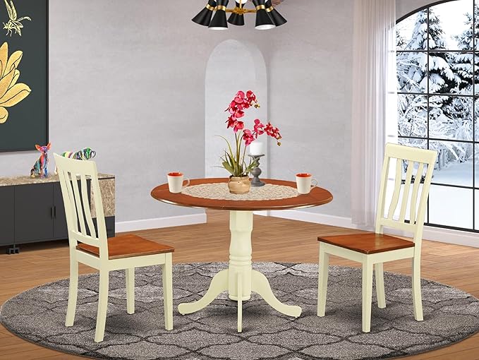 East West Furniture DLAN3-BMK-W 3 Piece Dinette Set - Image 2